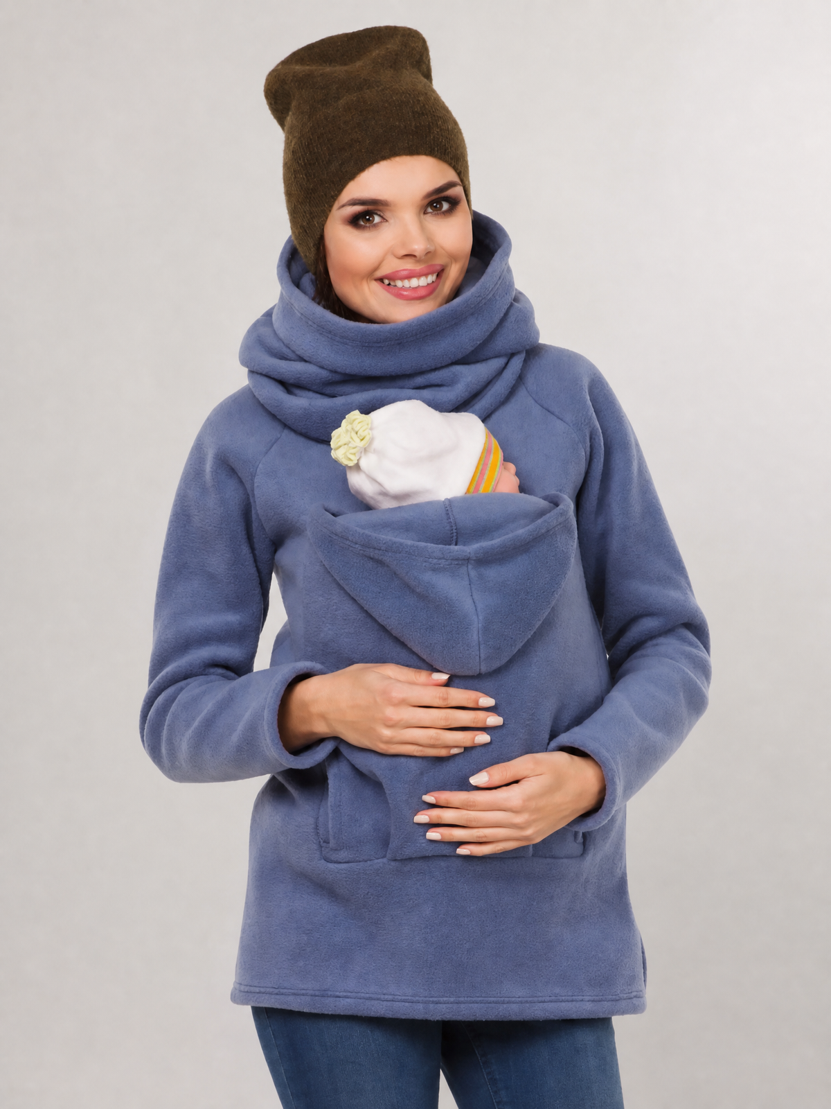 Babywearing Jacket in Fleece with Baby Opening Front and Back