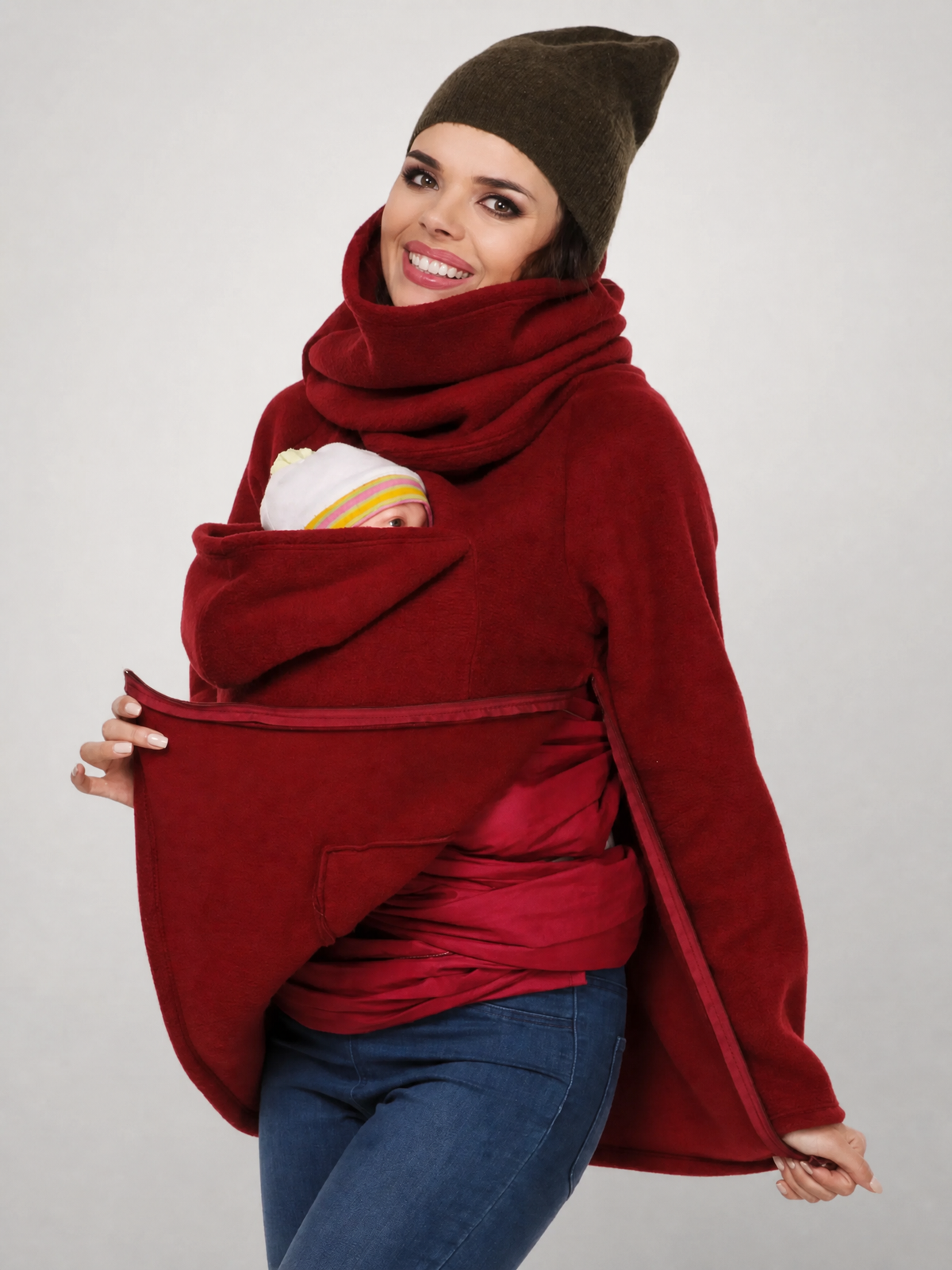 Babywearing Jacket in Fleece with Baby Opening Front and Back