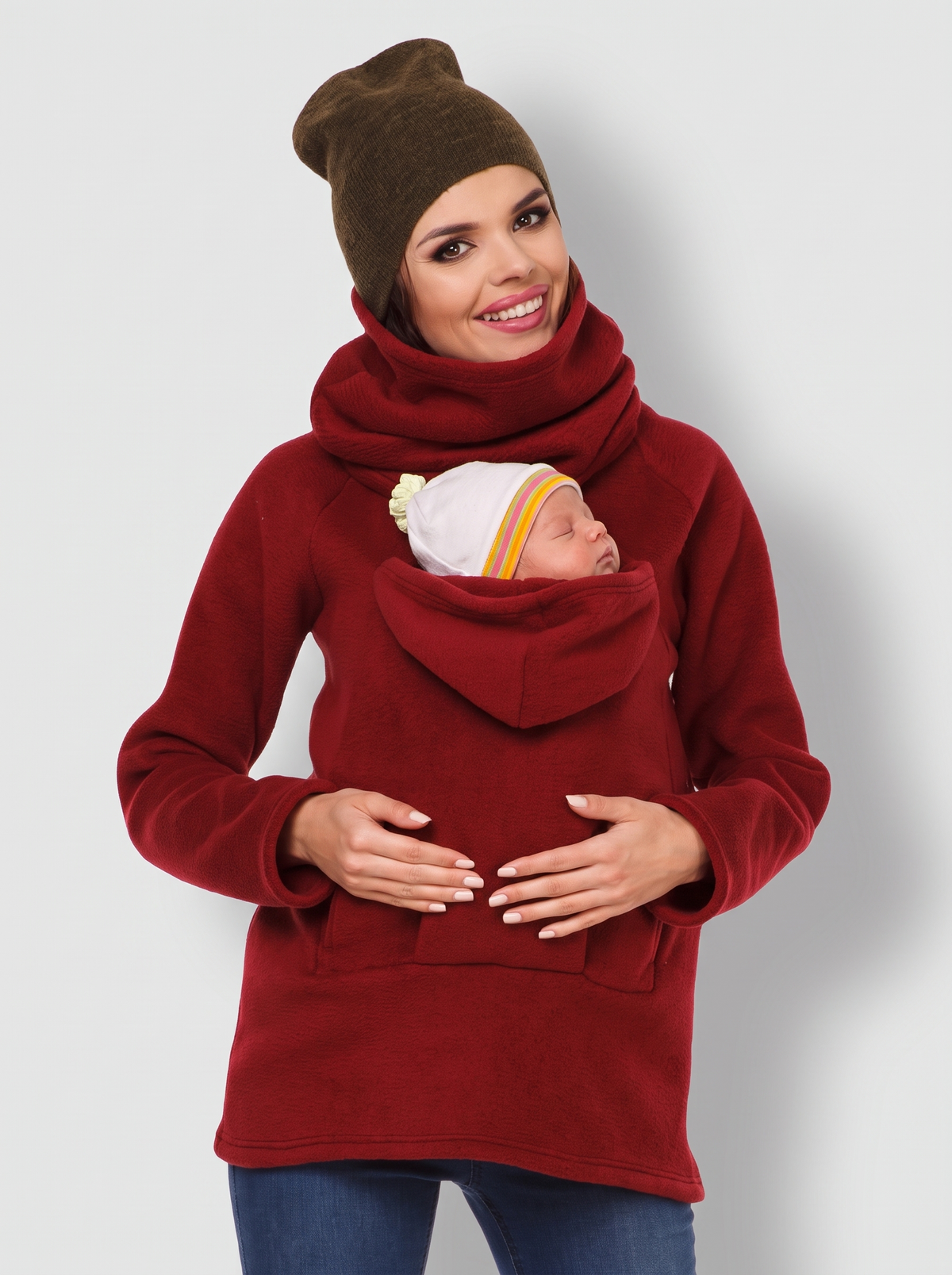 Babywearing Jacket in Fleece with Baby Opening Front and Back