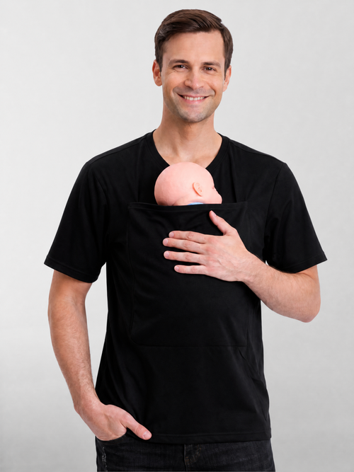 T-Shirt for Dad with Kangaroo Pocket for Newborns