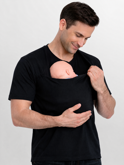 T-Shirt for Dad with Kangaroo Pocket for Newborns
