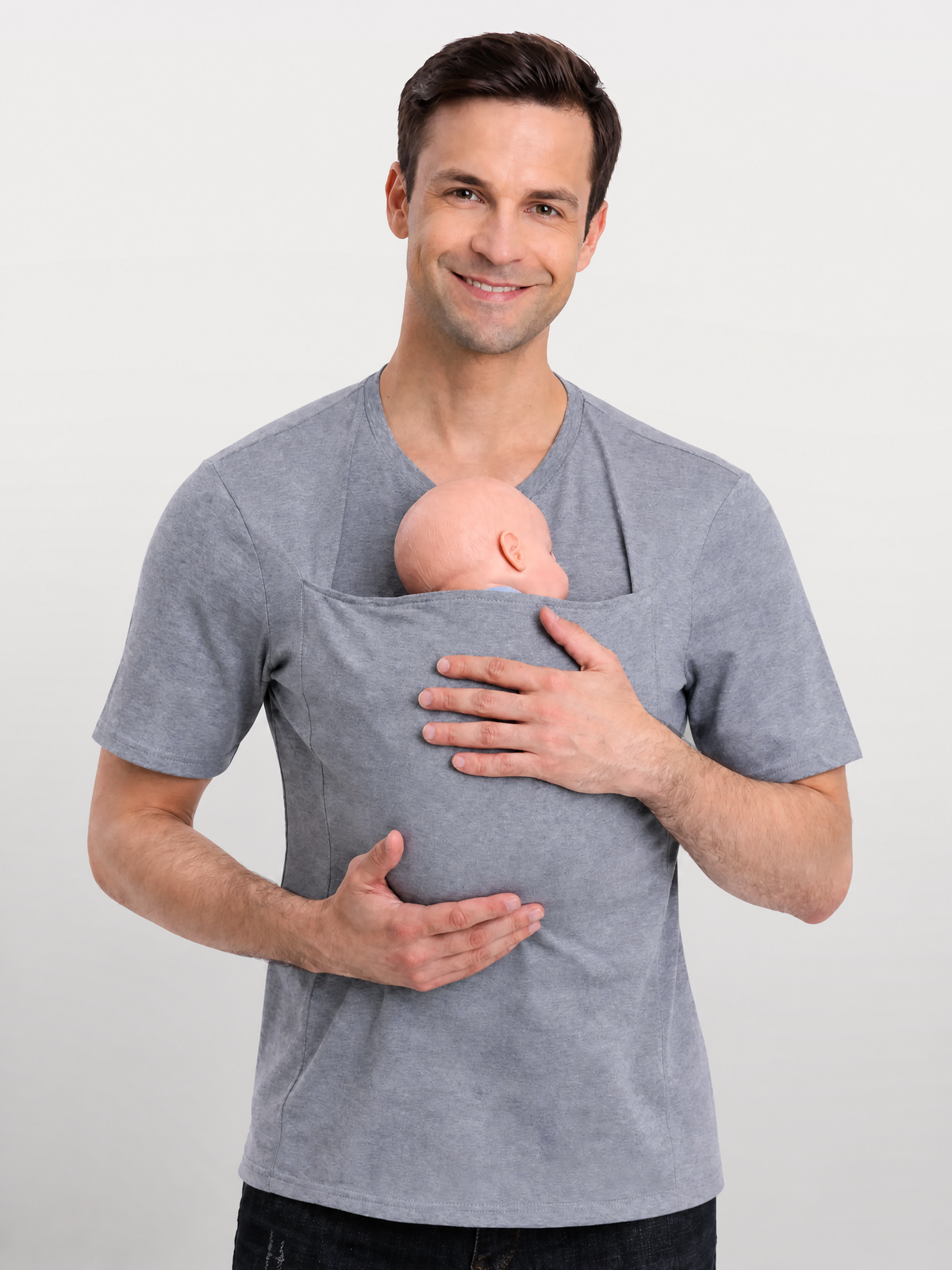 T-Shirt for Dad with Kangaroo Pocket for Newborns