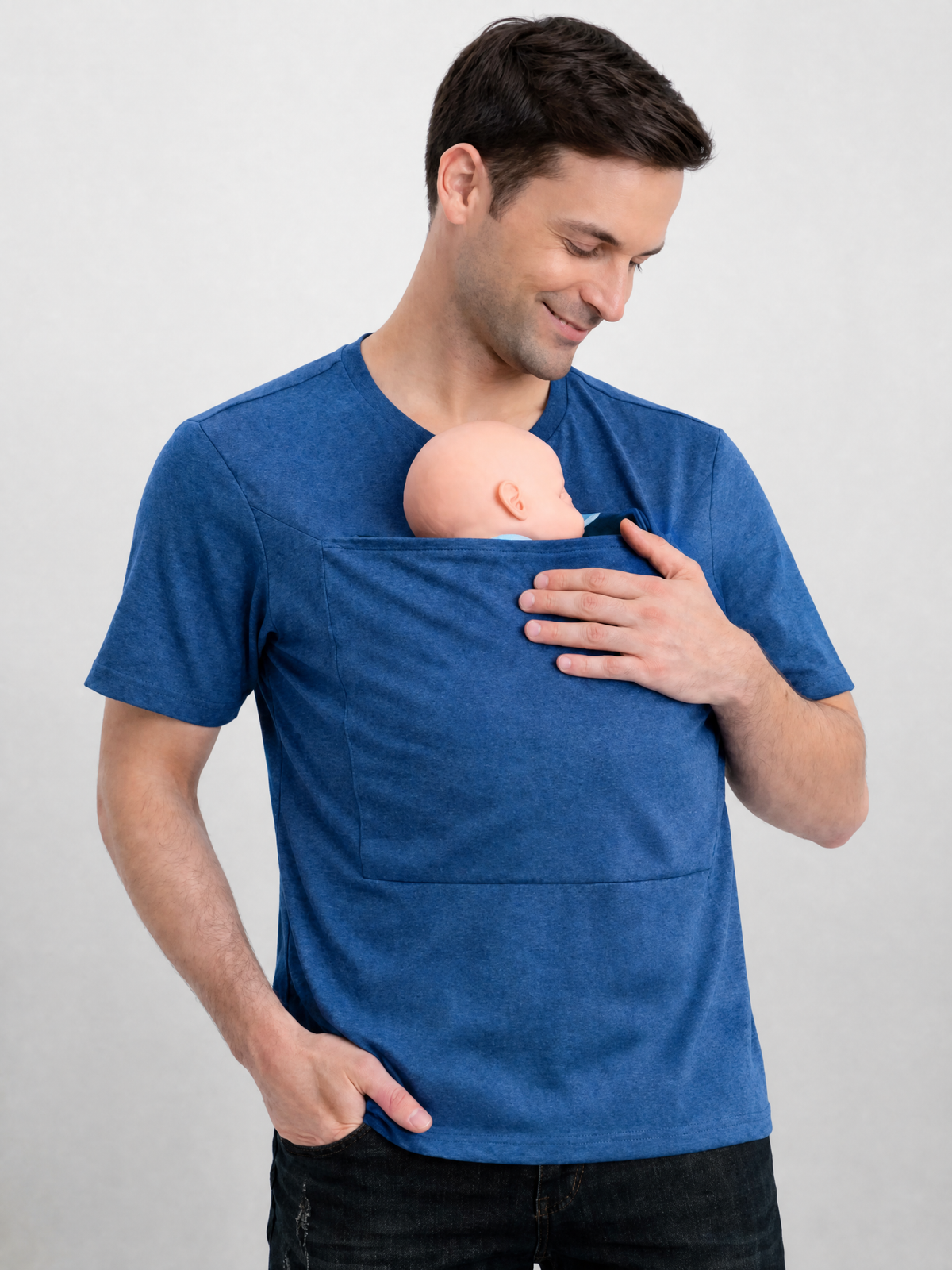 T-Shirt for Dad with Kangaroo Pocket for Newborns