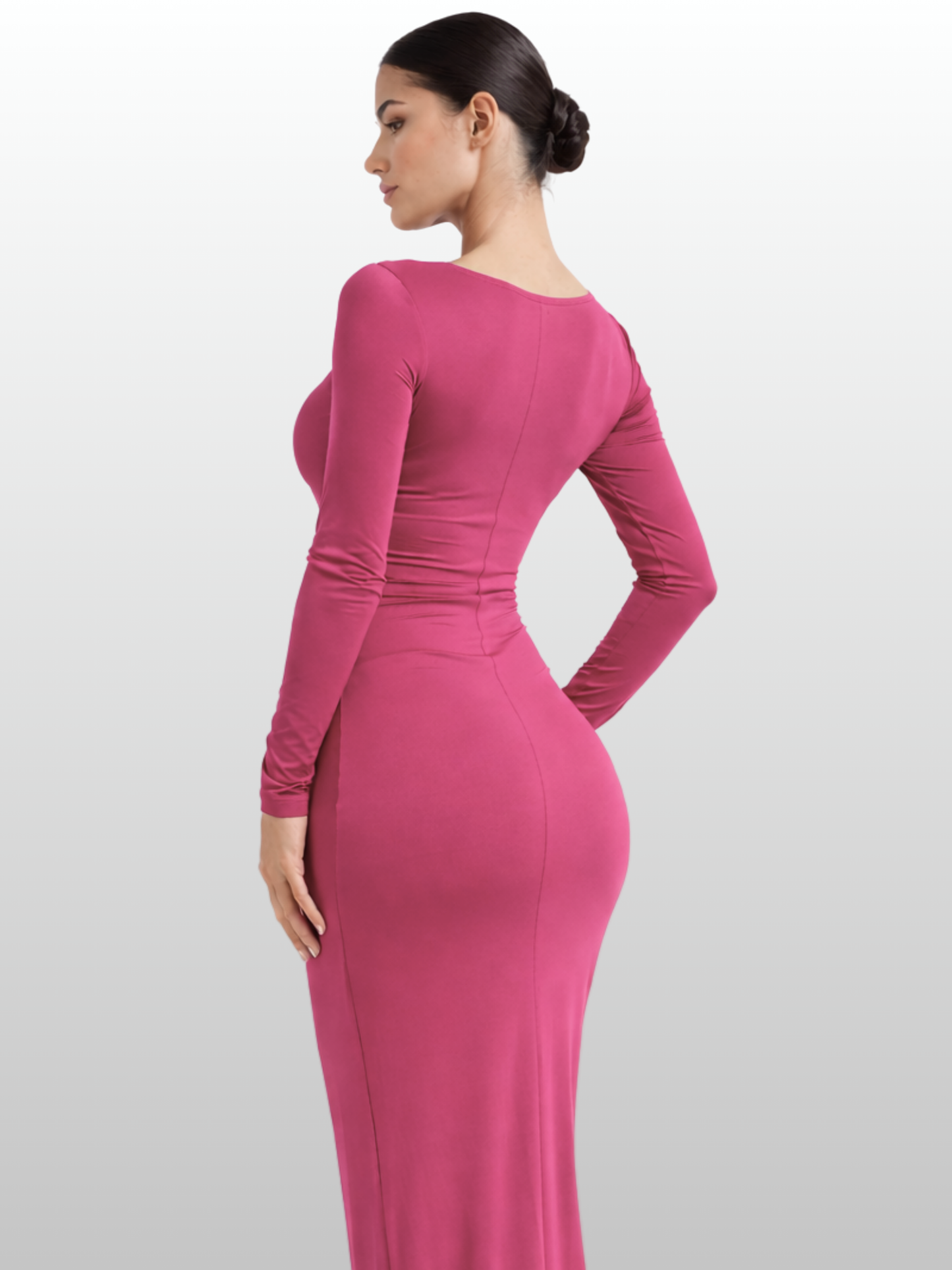 Maternity Maxi Dress, Long Sleeve, Boat Neck, Bodycon Cut, Formal & Business, Early Pregnancy, Postpartum, Wrinkle-Free