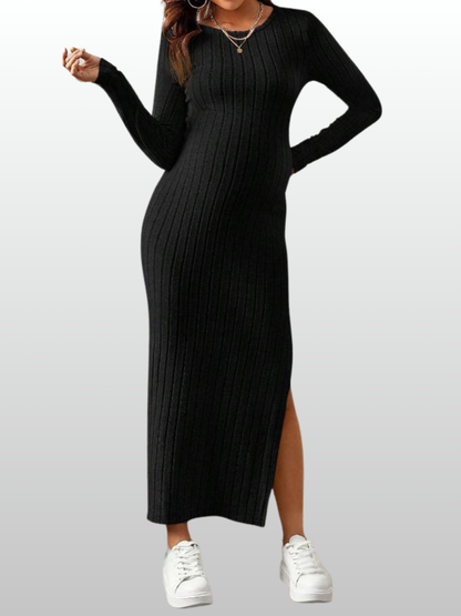 Umstandsmode, Umstandskleid Winter Strickkleid, Schwangerschaftskleid, Langarm, Rundhals, Figurbetont