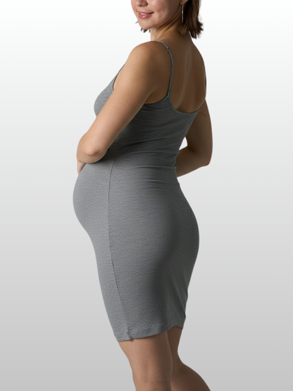 Umstandsmode,Geripptes Minikleid, Verstellbare Träger, Loungewear, Atmungsaktiv