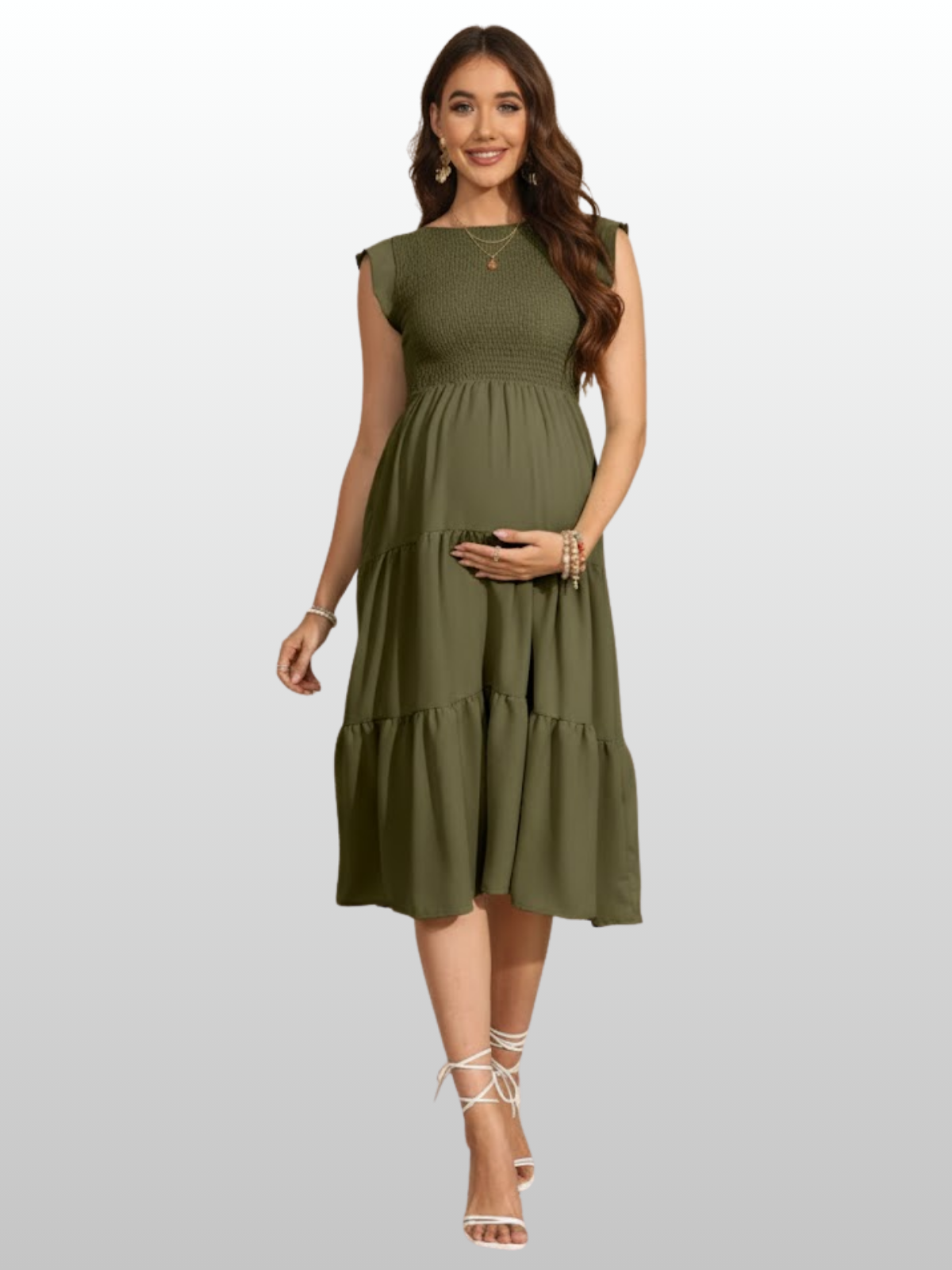 Umstandsmode, Umstandskleid, Rüschenkleid, Soft Strech, Ärmellos