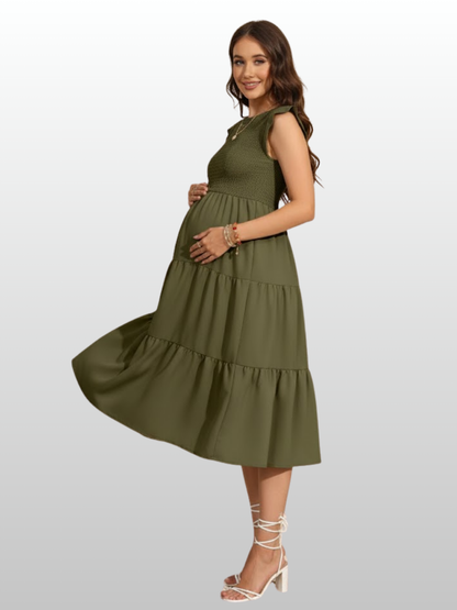 Umstandsmode, Umstandskleid, Rüschenkleid, Soft Strech, Ärmellos