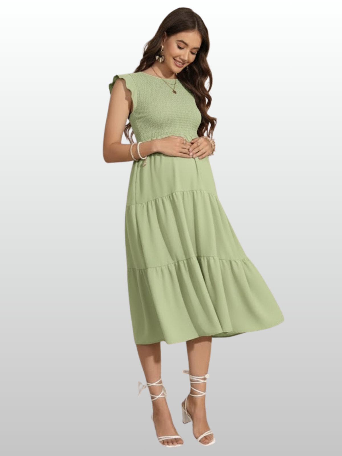 Umstandsmode, Umstandskleid, Rüschenkleid, Soft Strech, Ärmellos