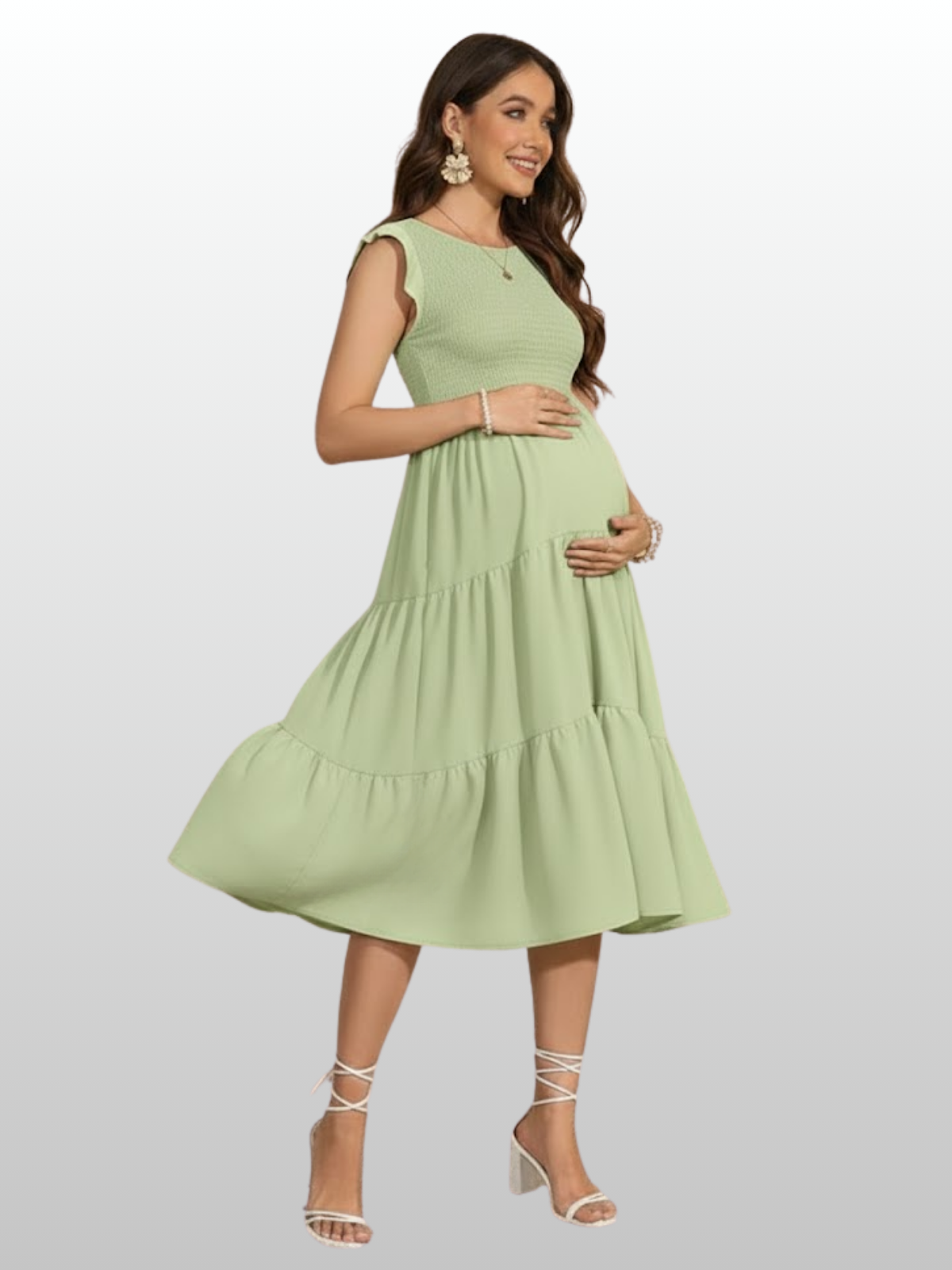 Umstandsmode, Umstandskleid, Rüschenkleid, Soft Strech, Ärmellos