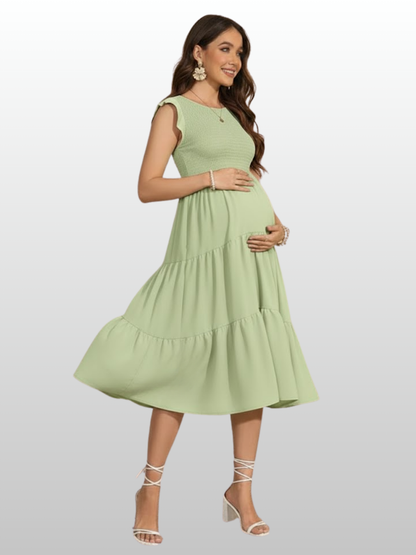 Umstandsmode, Umstandskleid, Rüschenkleid, Soft Strech, Ärmellos