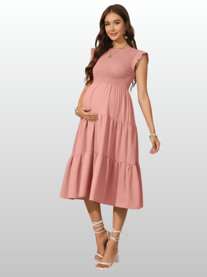 Umstandsmode, Umstandskleid, Rüschenkleid, Soft Strech, Ärmellos