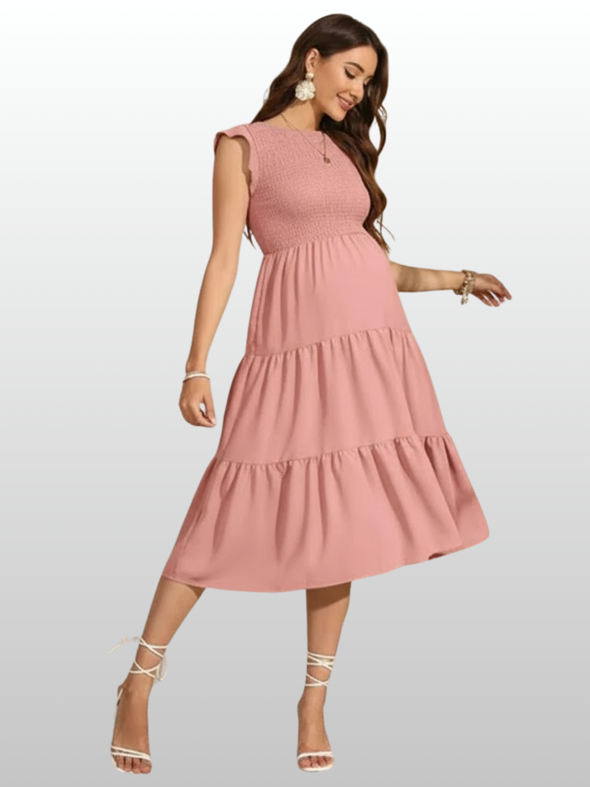 Umstandsmode, Umstandskleid, Rüschenkleid, Soft Strech, Ärmellos