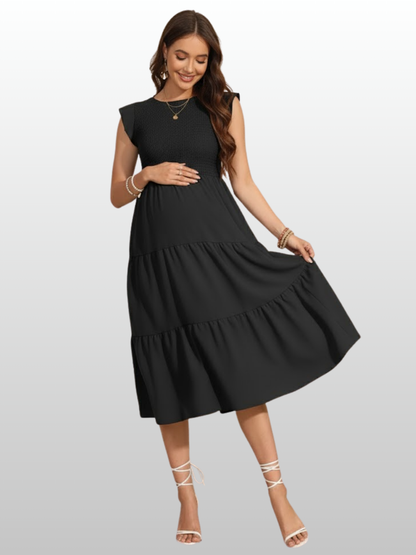 Umstandsmode, Umstandskleid, Rüschenkleid, Soft Strech, Ärmellos