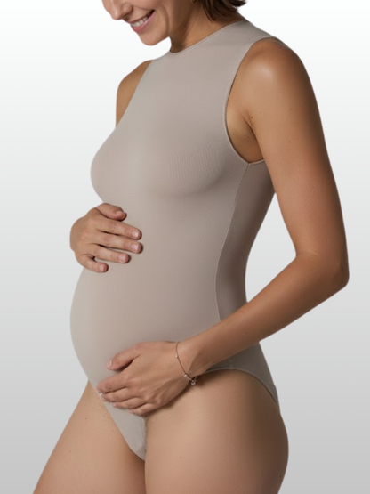 Nahtloser Umstandsbody, Ärmellos, Druckknopfverschluss, Gerippt