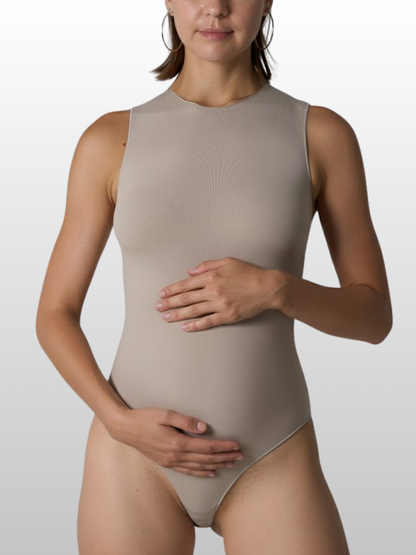 Nahtloser Umstandsbody, Ärmellos, Druckknopfverschluss, Gerippt