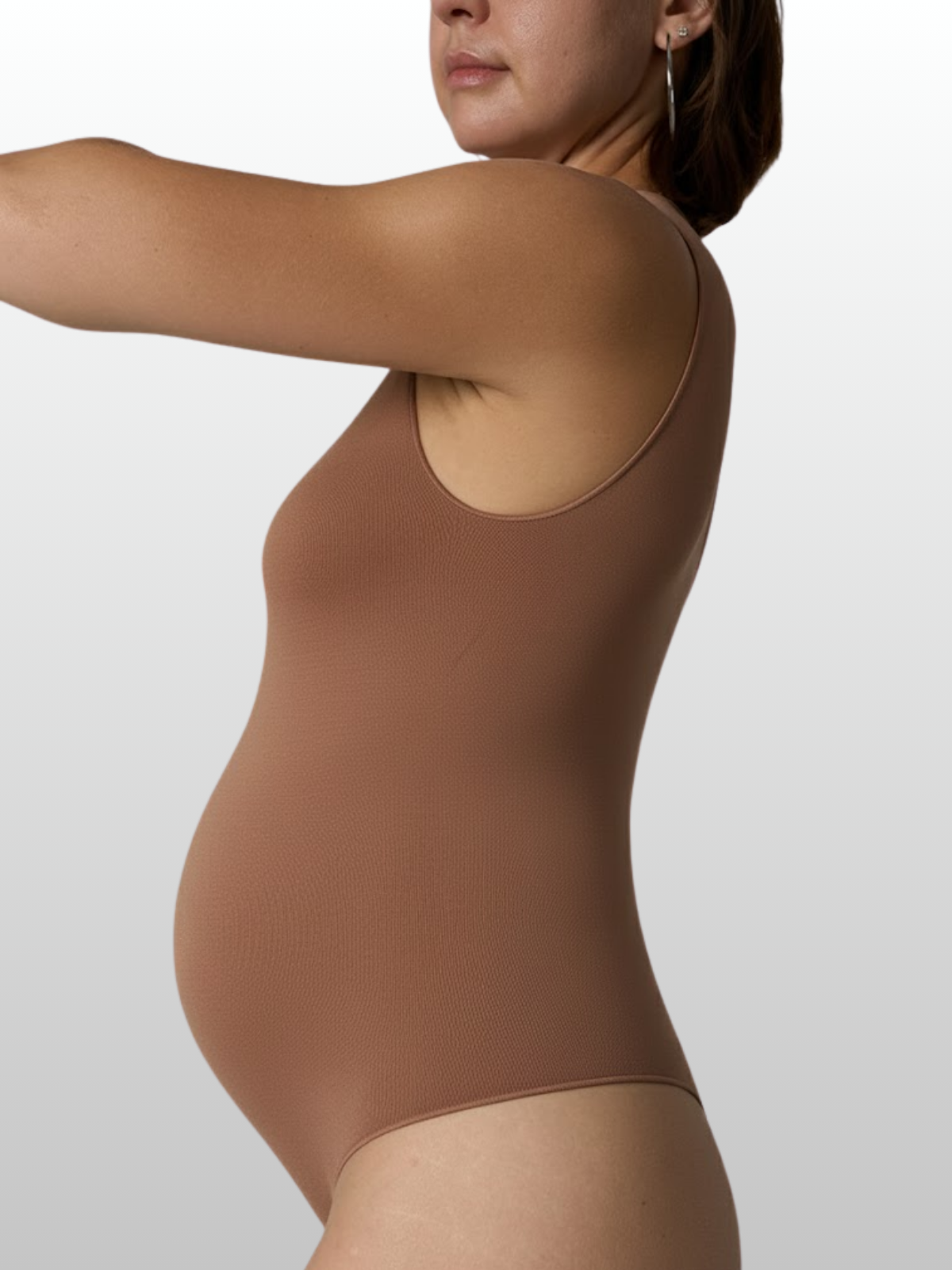 Nahtloser Umstandsbody, Ärmellos, Druckknopfverschluss, Gerippt