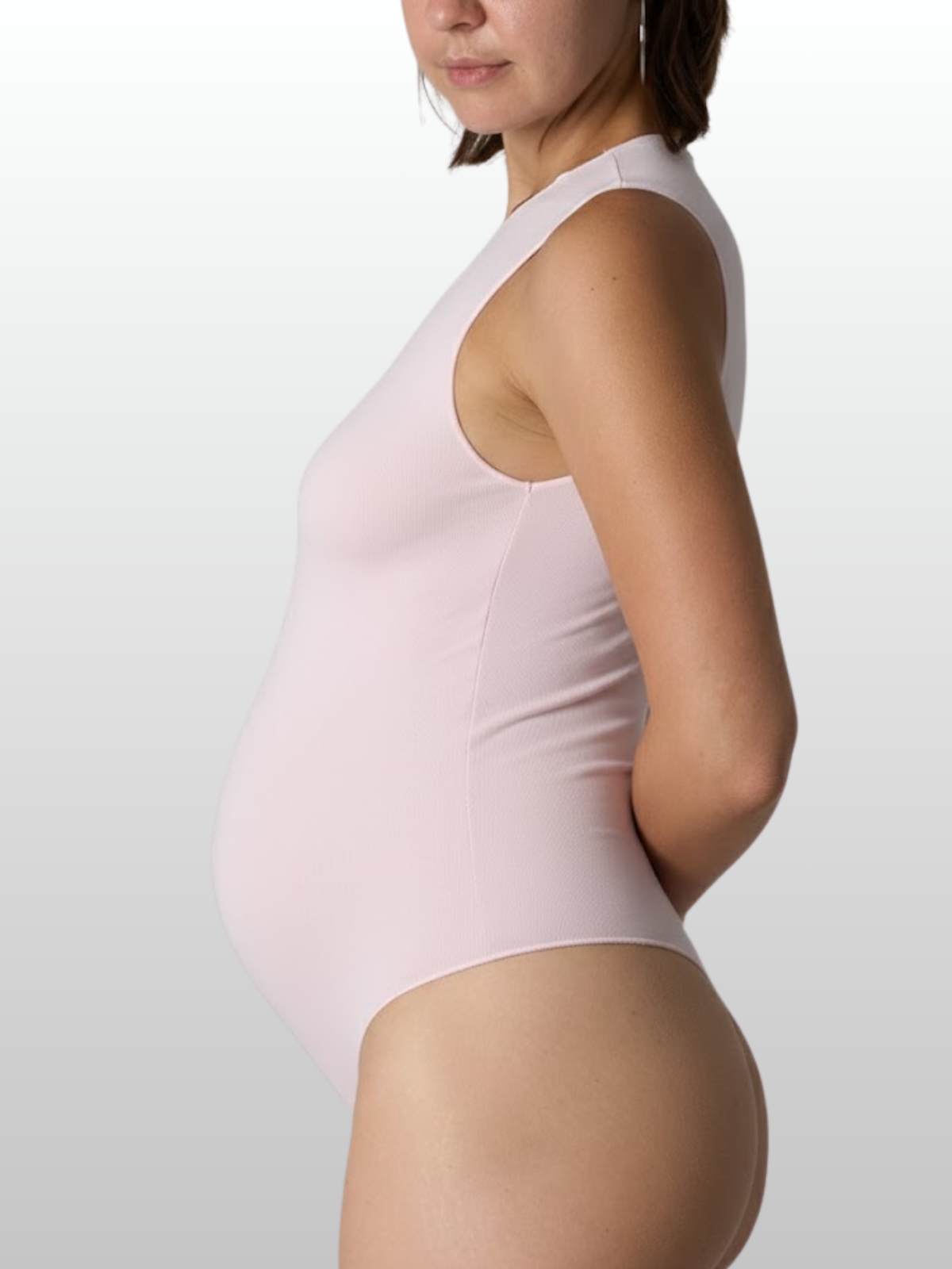 Nahtloser Umstandsbody, Ärmellos, Druckknopfverschluss, Gerippt