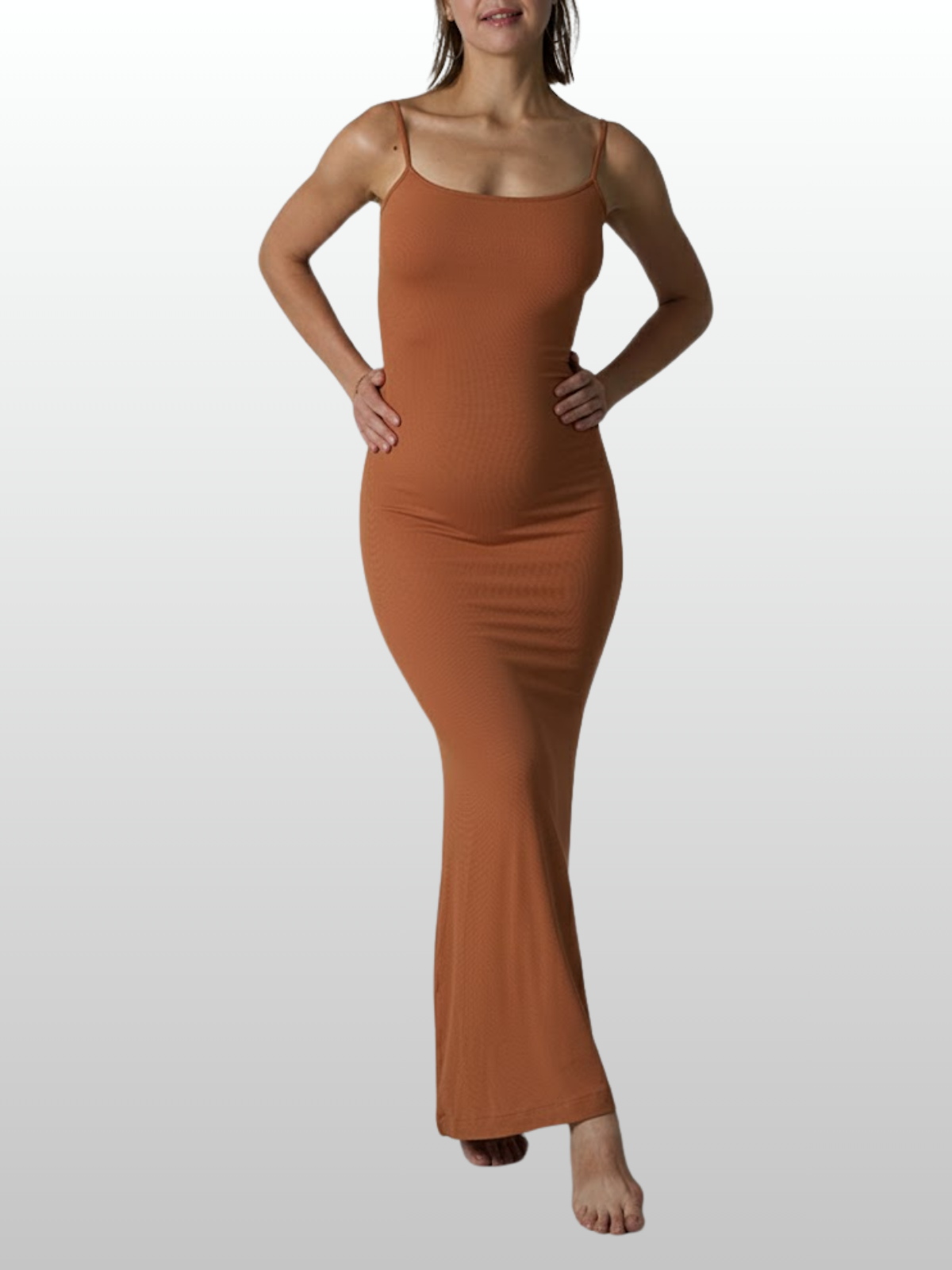 Umstandsmode, Langes Umstandskleid, Figurbetont Maxikleid, Gerippt