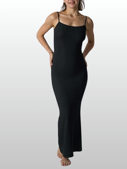 Umstandsmode, Langes Umstandskleid, Figurbetont Maxikleid, Gerippt