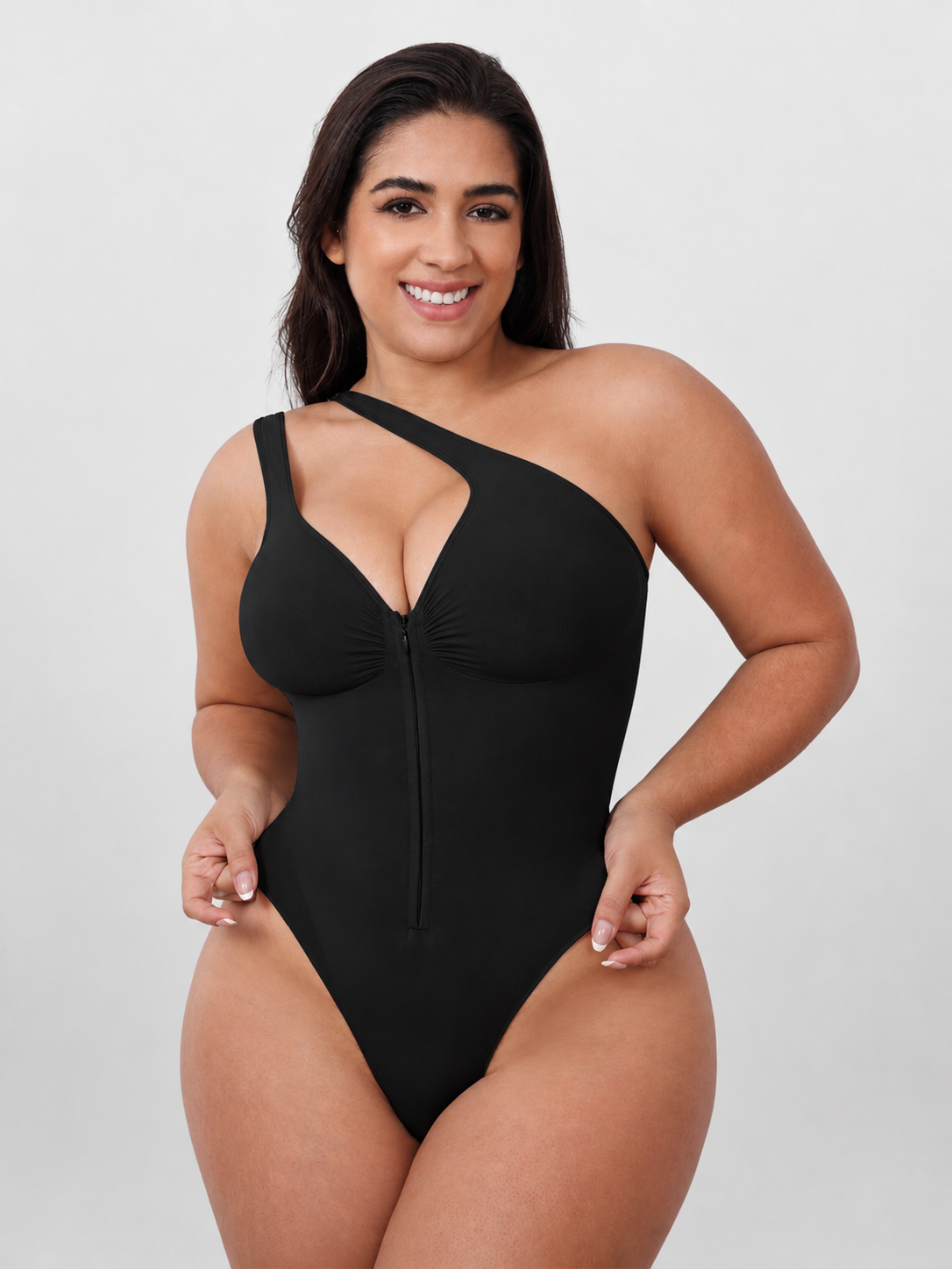 Shapewear Bodysuit with Front Zipper and Sweetheart Neckline