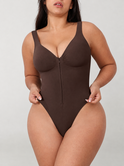 Shapewear Bodysuit with Front Zipper and Sweetheart Neckline