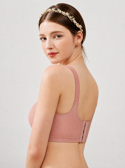 Nursing Bra with One-Hand Clips and Lace on Non-Slip Straps