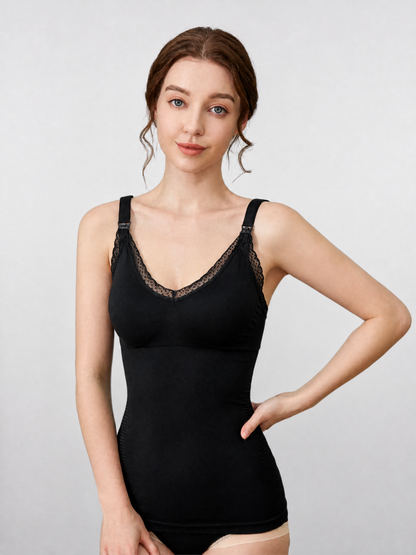 Nursing Top Tank with Built-In Bra and Long Cut
