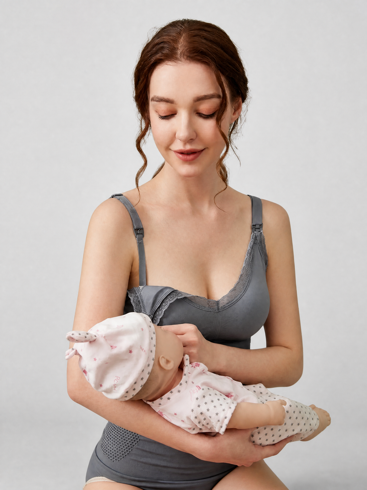 Nursing Top Tank with Built-In Bra and Long Cut