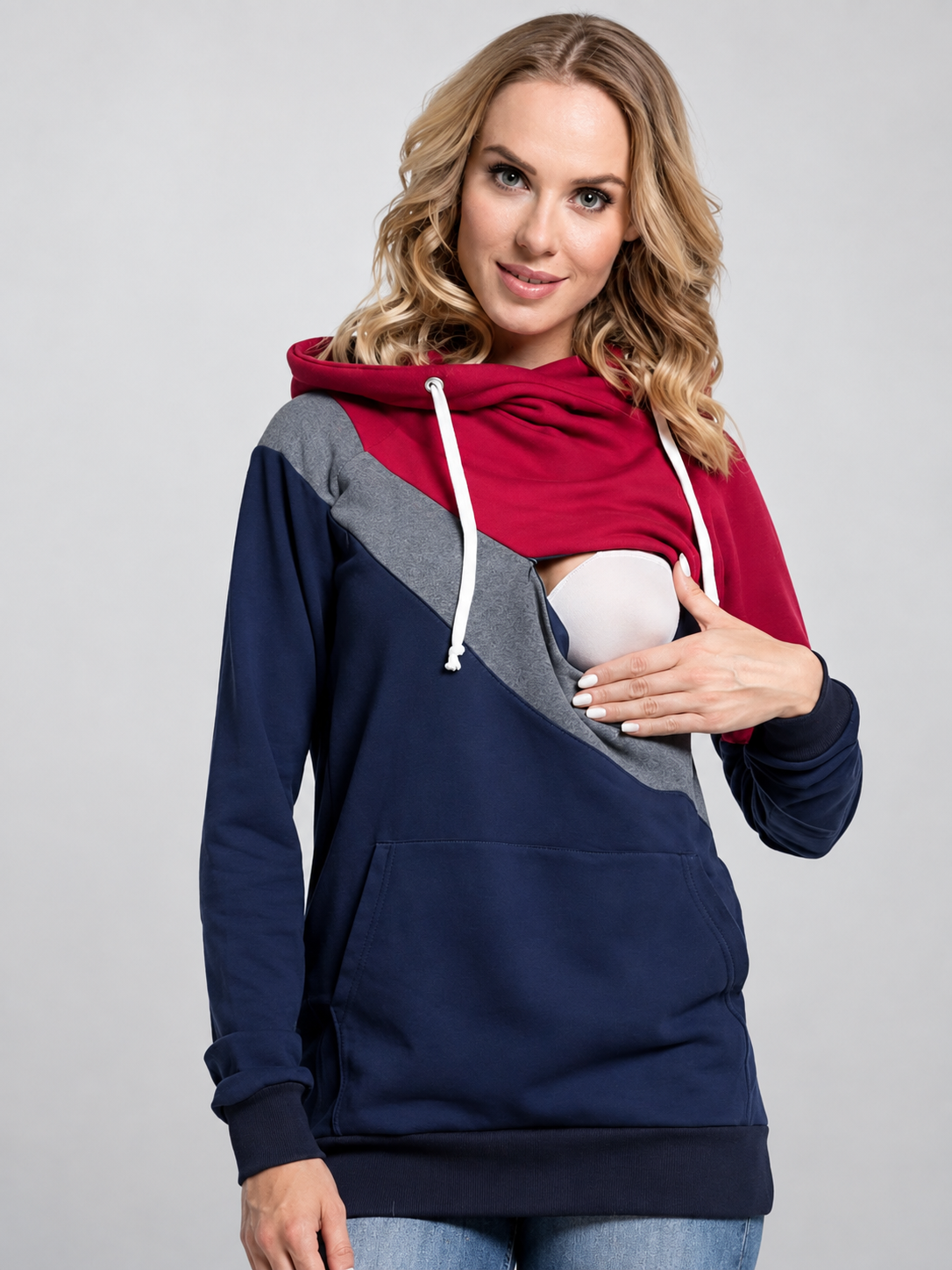 Nursing Sweatshirt with Hidden Zipper for Breastfeeding