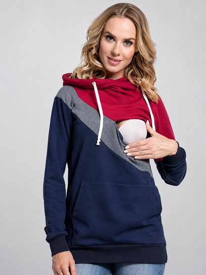 Nursing Sweatshirt with Hidden Zipper for Breastfeeding
