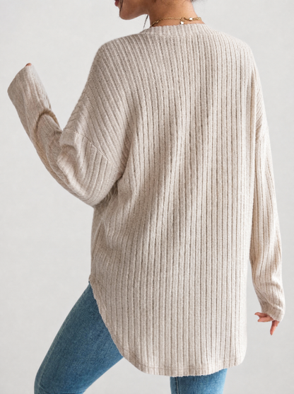 Cardigan Maternity in Rib Knit with V-Neck and Buttons