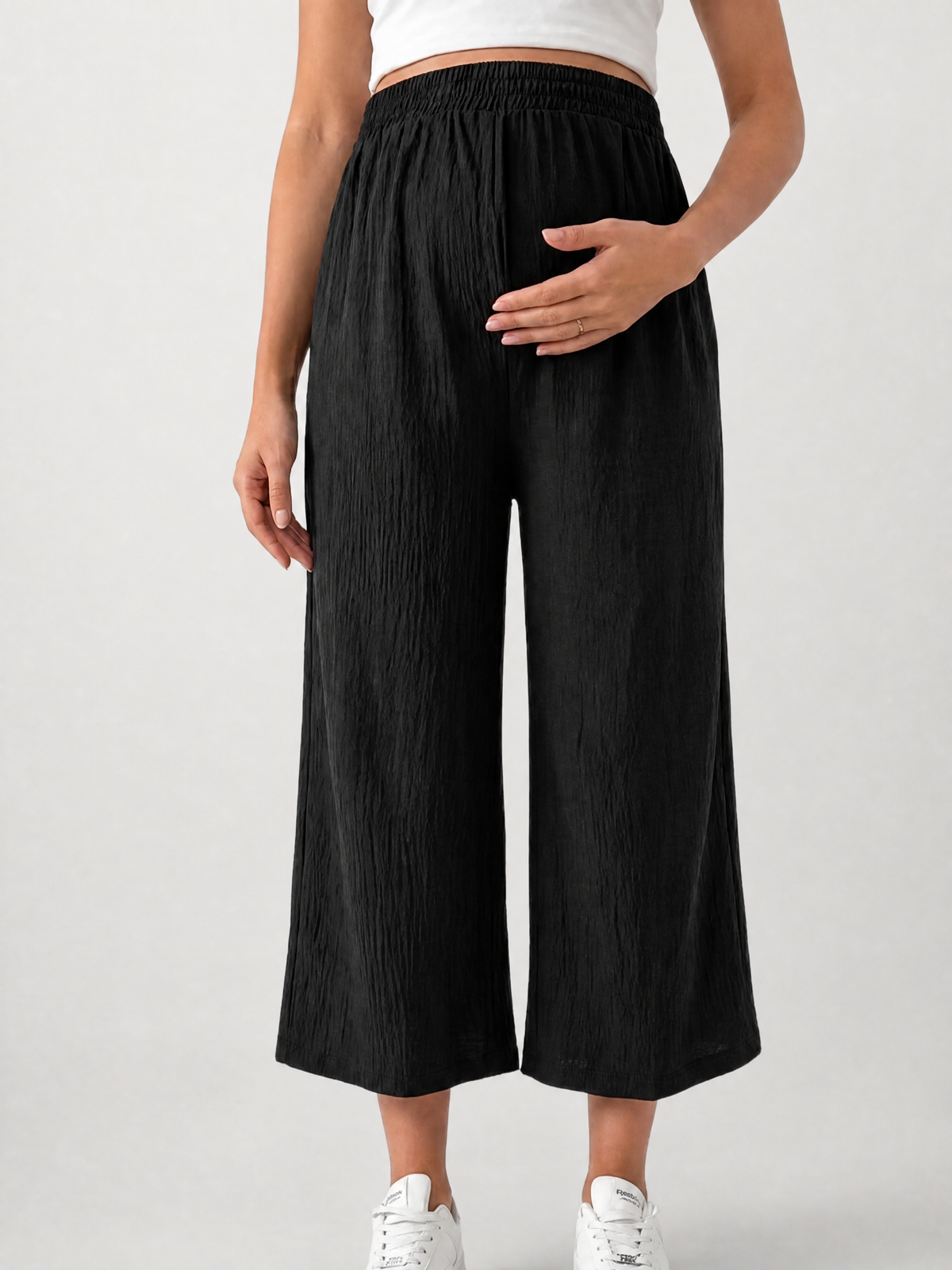 Maternity Pants Summer Wide Leg with High Elastic Waistband