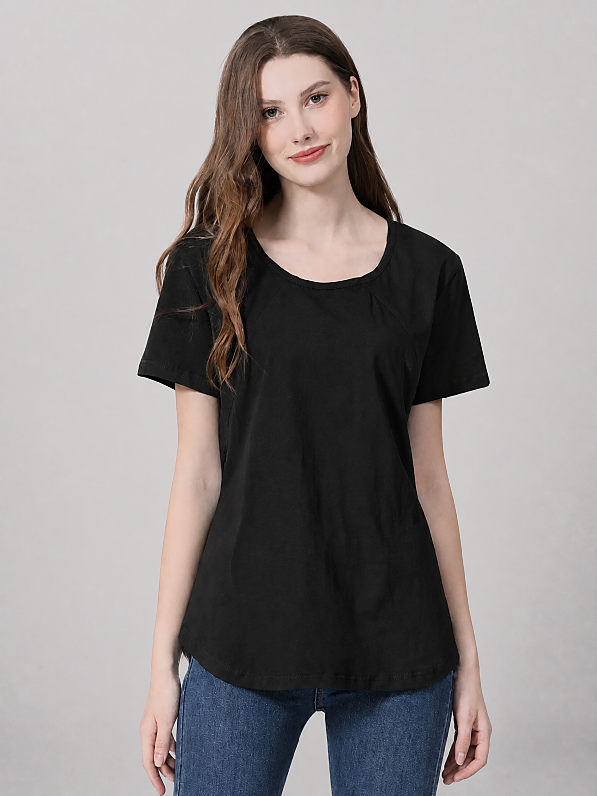 Nursing Shirt with Hidden Zipper in the Side Seam