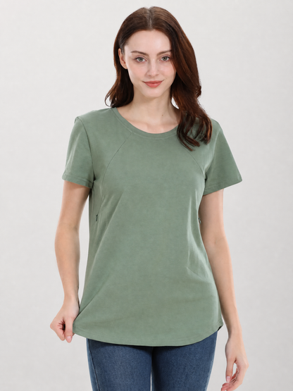 Nursing Shirt with Hidden Zipper in the Side Seam