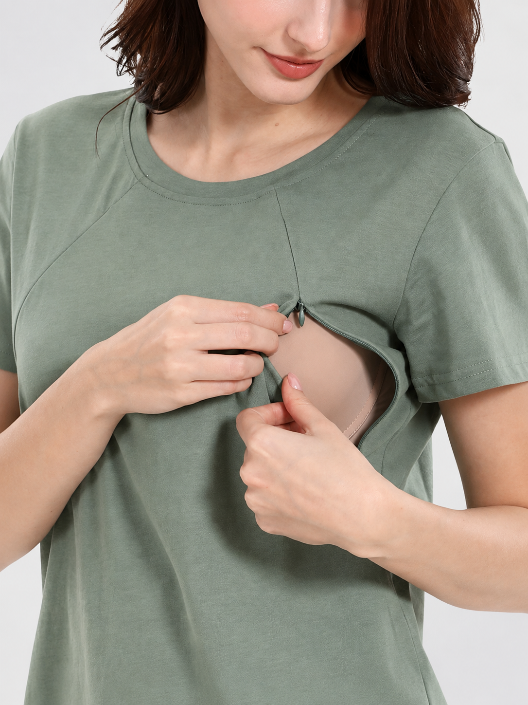 Nursing Shirt with Hidden Zipper in the Side Seam