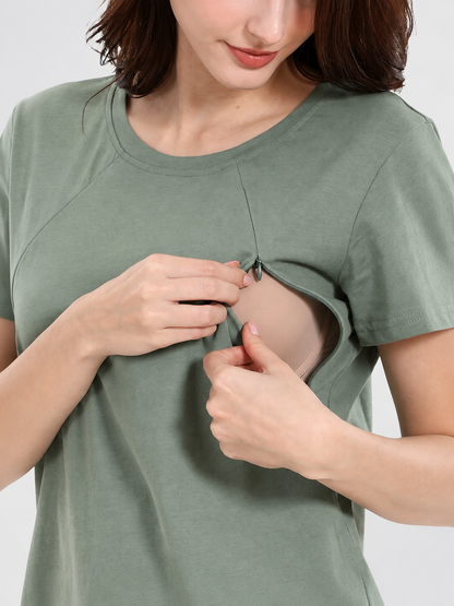 Nursing Shirt with Hidden Zipper in the Side Seam