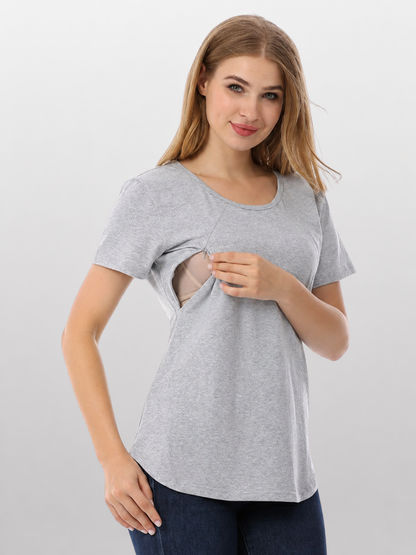 Nursing Shirt with Hidden Zipper in the Side Seam