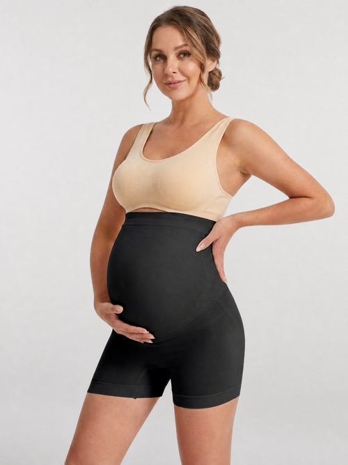 Maternity Support Shorts, Seamless, Belly Lift, Anti-Chafing, Compression