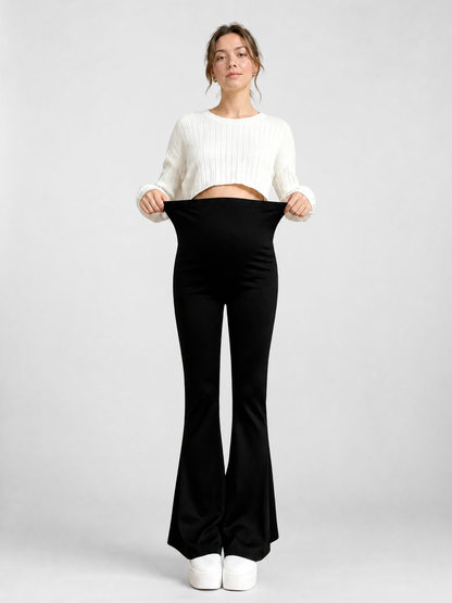 Maternity Pants Flare with Soft Elastic Waistband Over the Belly