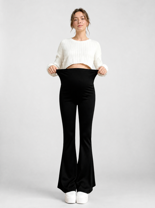 Maternity Pants Flare with Soft Elastic Waistband Over the Belly