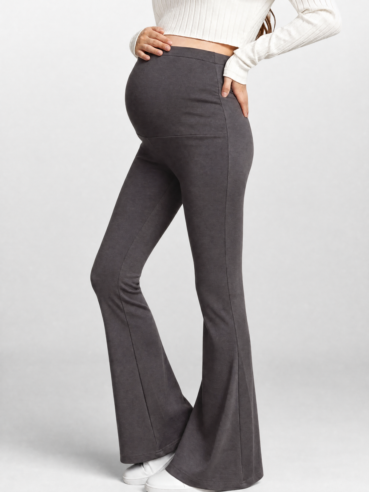Maternity Pants Flare with Soft Elastic Waistband Over the Belly