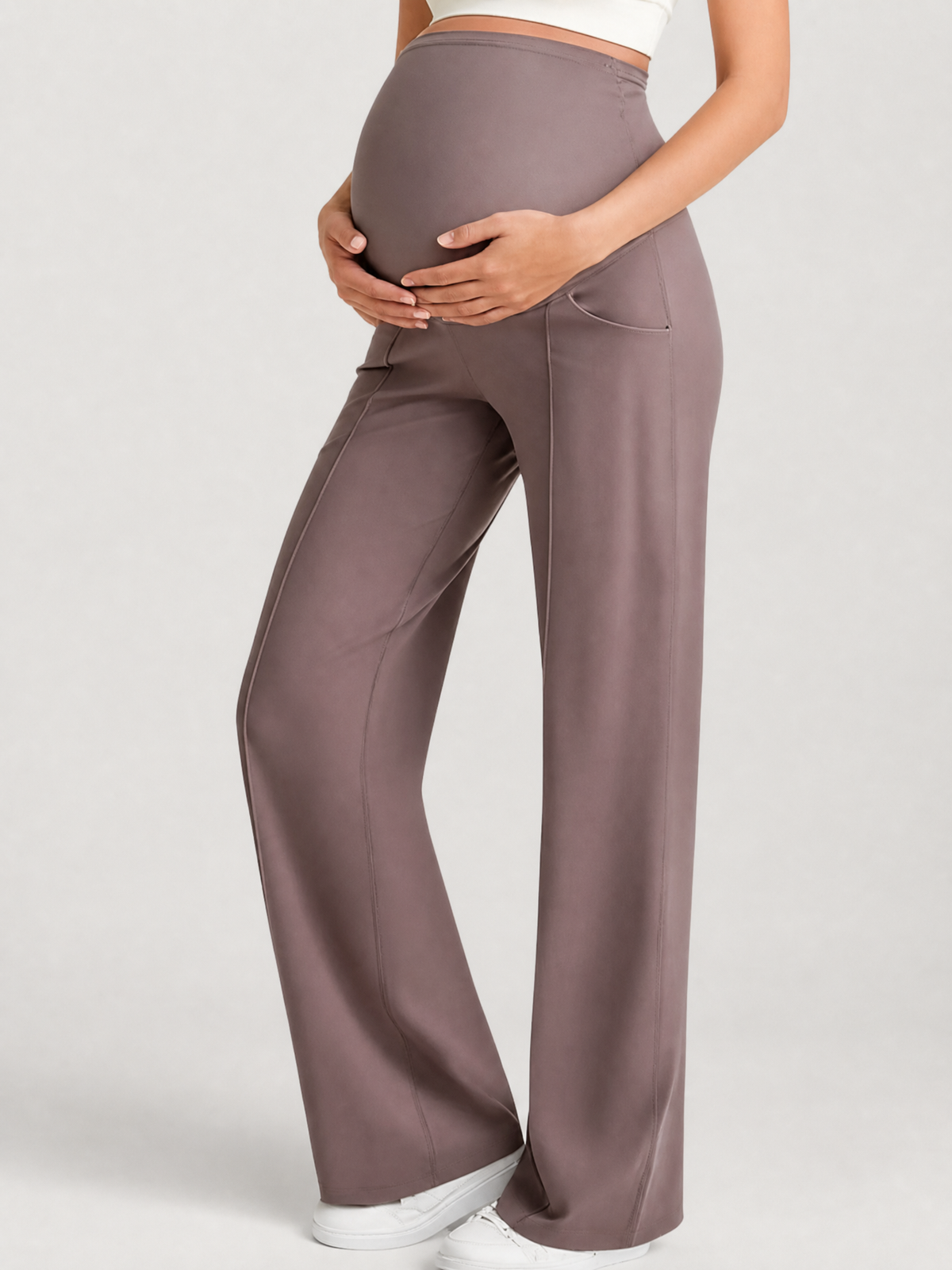 Maternity Pants Over the Belly with Front Pleats