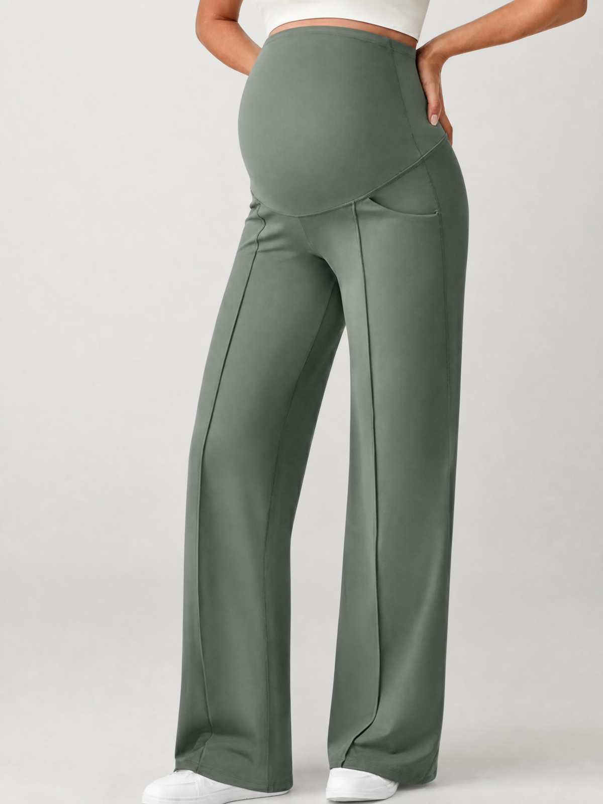 Maternity Pants Over the Belly with Front Pleats