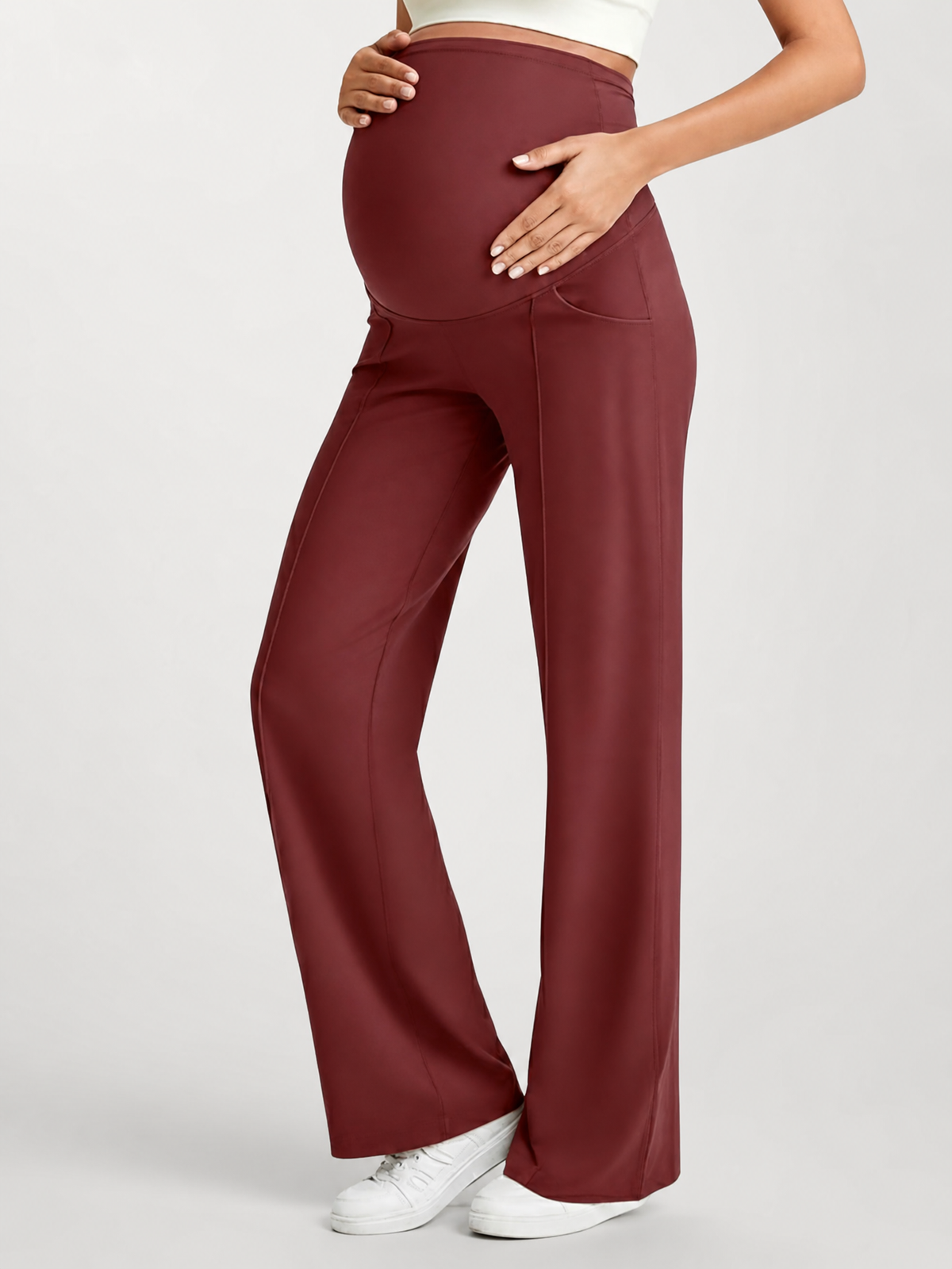 Maternity Pants Over the Belly with Front Pleats