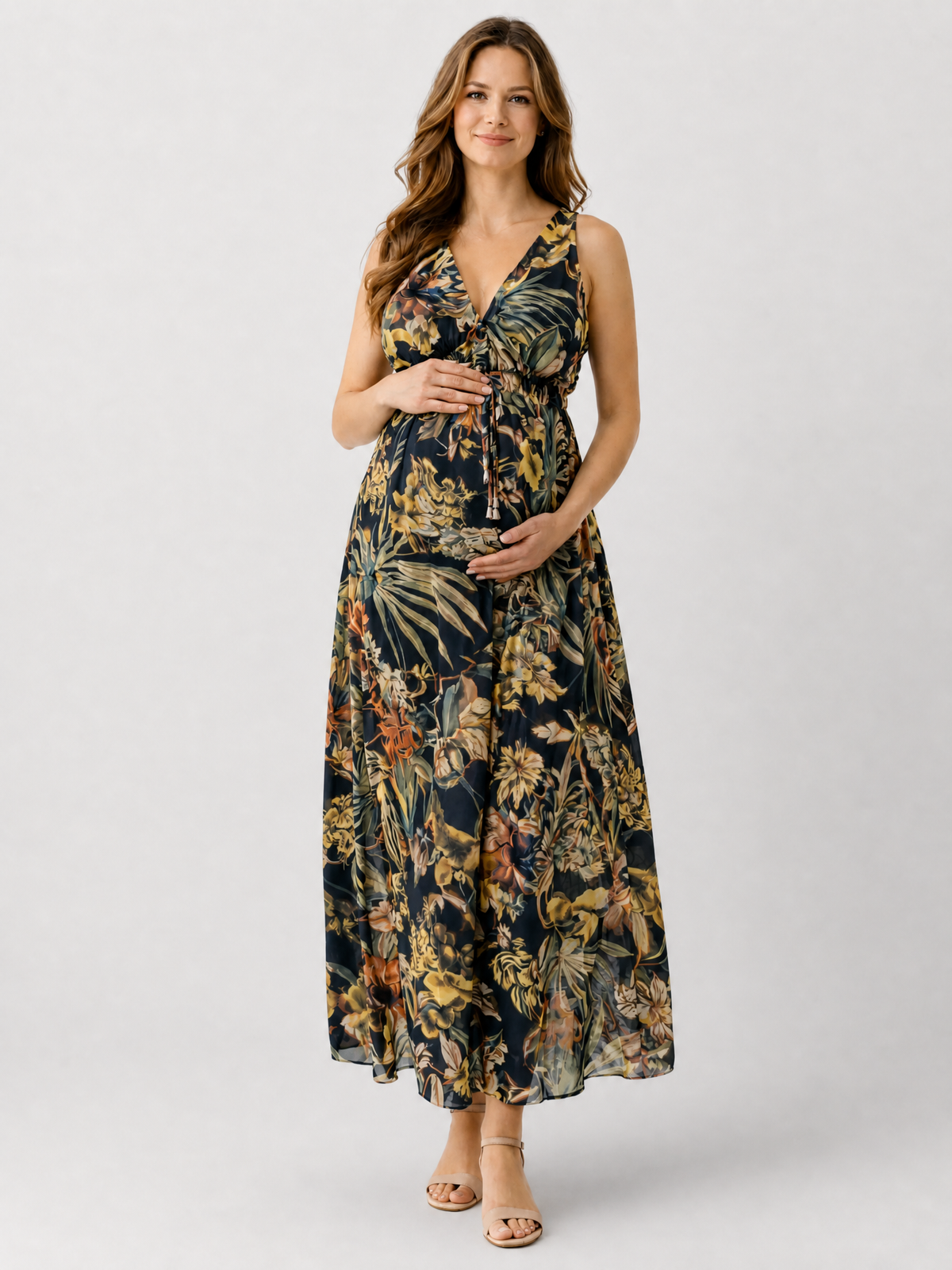 Maxi Dress Maternity Boho Floral with Empire Waist