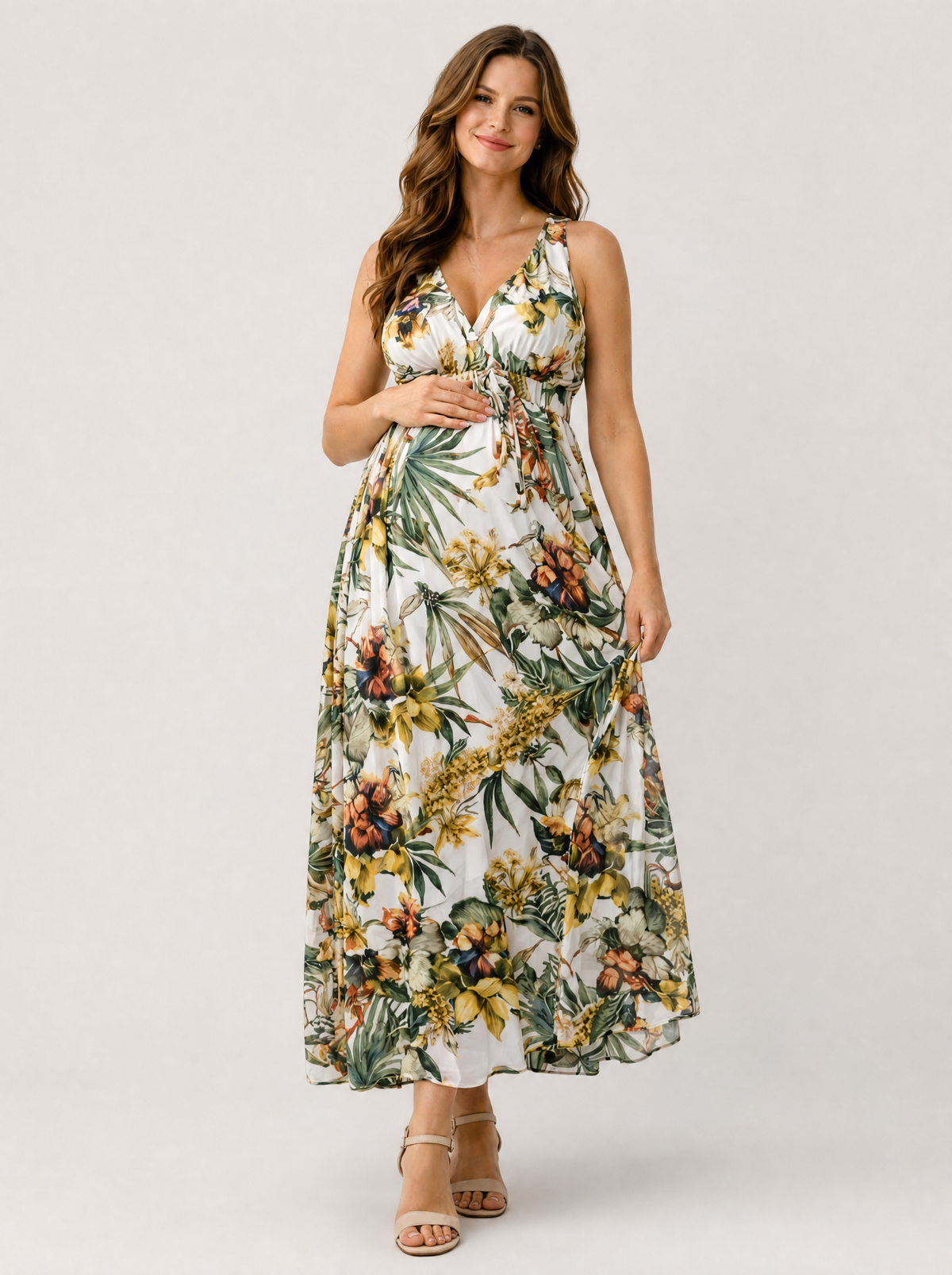 Maxi Dress Maternity Boho Floral with Empire Waist