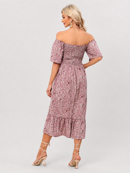 Maternity Sundress Midi Floral with Smocked Bodice