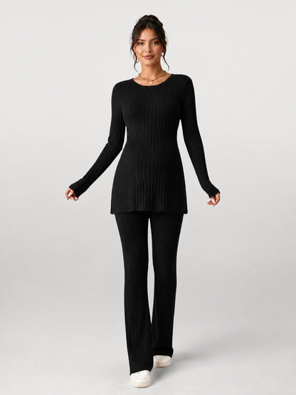 Matching Set Maternity in Ribbed Knit with Long Sleeve Tunic
