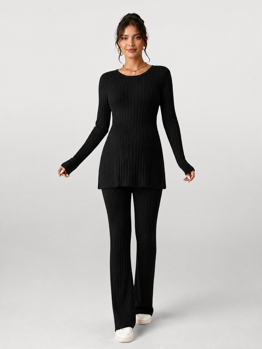 Matching Set Maternity in Ribbed Knit with Long Sleeve Tunic